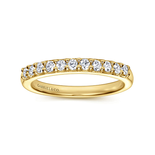 14K Yellow Gold 11 Stone Shared Prong Diamond Anniversary Band