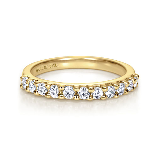 14K Yellow Gold 11 Stone Shared Prong Diamond Anniversary Band