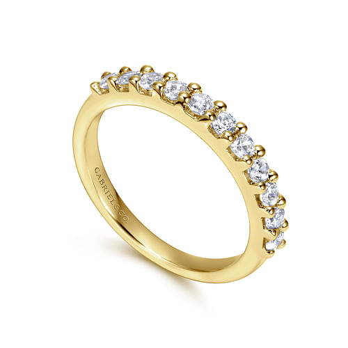 14K Yellow Gold 11 Stone Shared Prong Diamond Anniversary Band