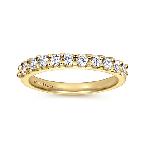 14K Yellow Gold 11 Stone Shared Prong Diamond Anniversary Band