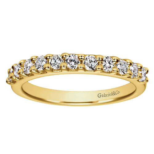 14K Yellow Gold 11 Stone Shared Prong Diamond Anniversary Band