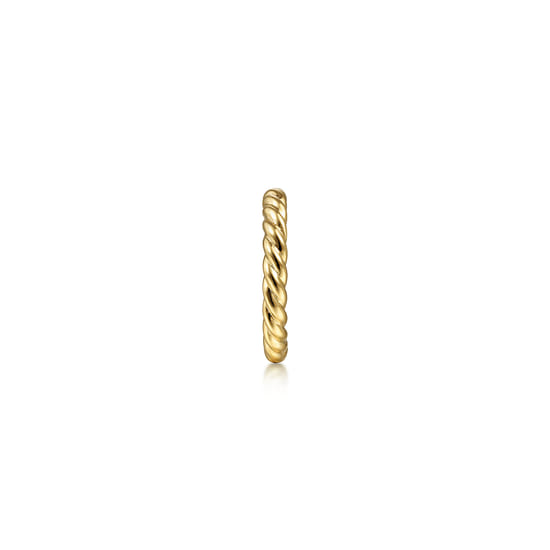 14K Yellow Gold 13mm Rope Single Cuff Earrings angle 2