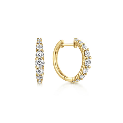 14K Yellow Gold 15mm Classic Diamond Huggies