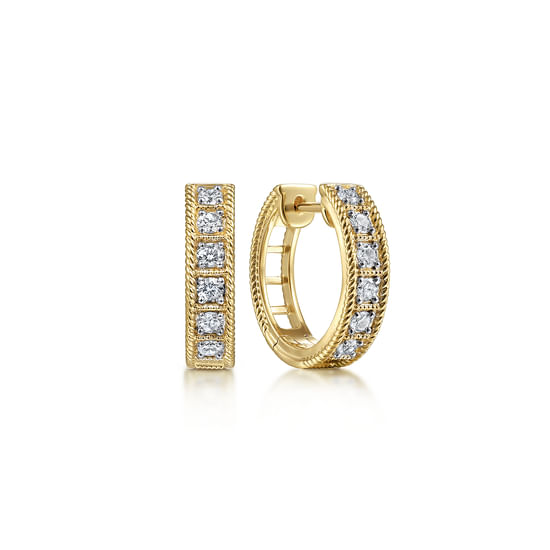 Gabriel - 14K Yellow Gold 15mm Diamond Earrings