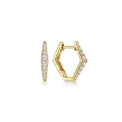 14K Yellow Gold 15mm Diamond Huggies