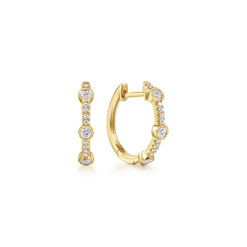 14K Yellow Gold 15mm Diamond Huggies 14K Yellow Gold 15mm Diamond Huggies
