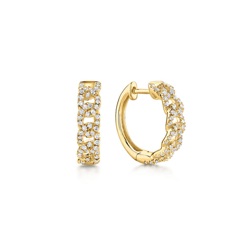 14K Yellow Gold 15mm Diamond Rope Huggies