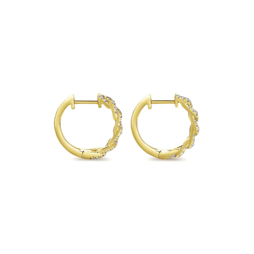 14K Yellow Gold 15mm Diamond Rope Huggies