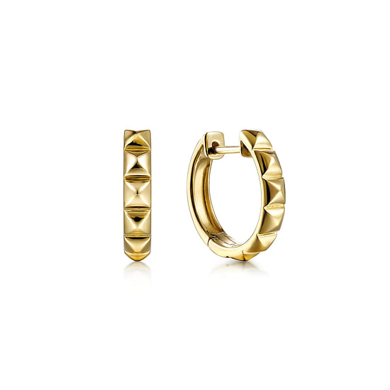 Gabriel - 14K Yellow Gold 15mm Grommet Pattern Huggie Earrings