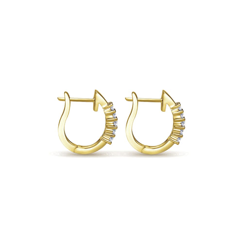 14K Yellow Gold 15mm Prong Set Diamond Huggies