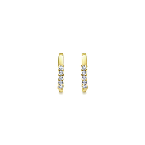 14K Yellow Gold 15mm Prong Set Diamond Huggies