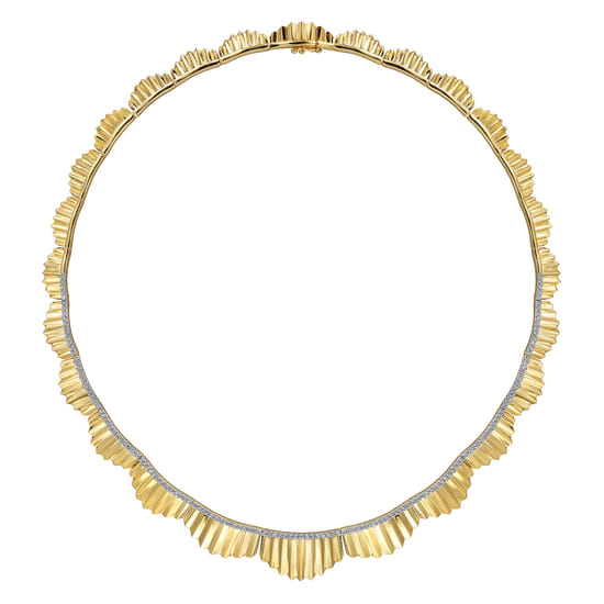 14K Yellow Gold 16 inch Diamond Necklace With Diamond Cut Texture angle 2 14K Yellow Gold 16 inch Diamond Necklace With Diamond Cut Texture angle 2