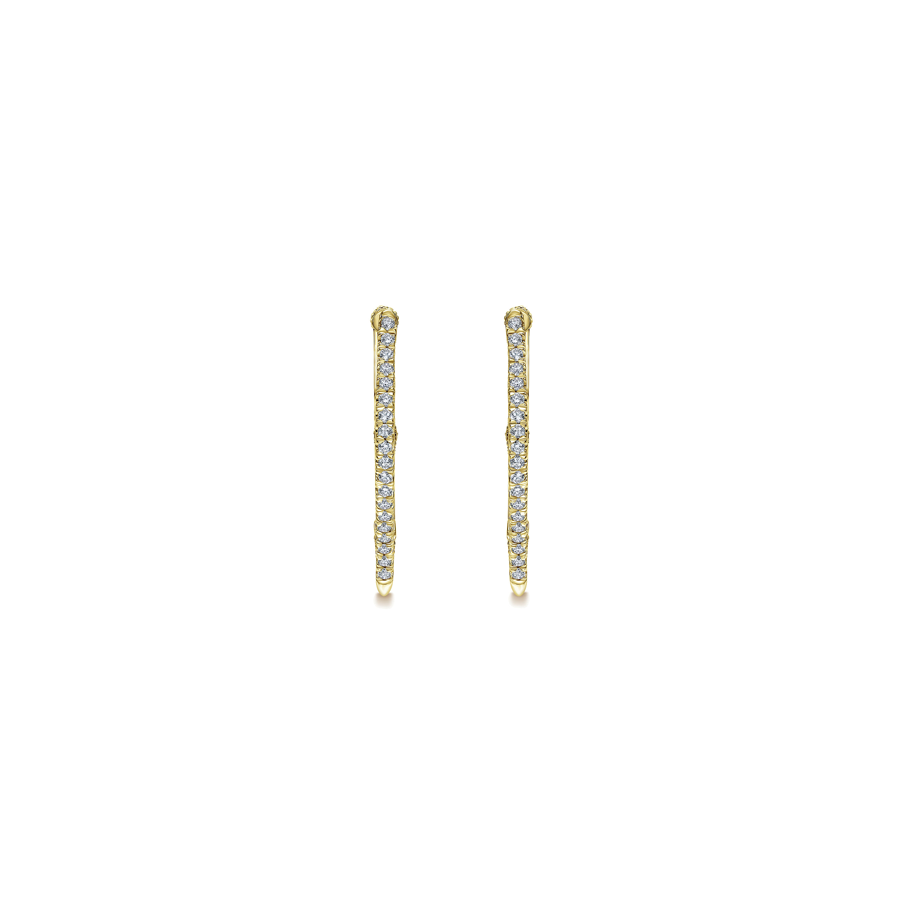 14K Yellow Gold 20mm Geometric Diamond Huggie Earrings
