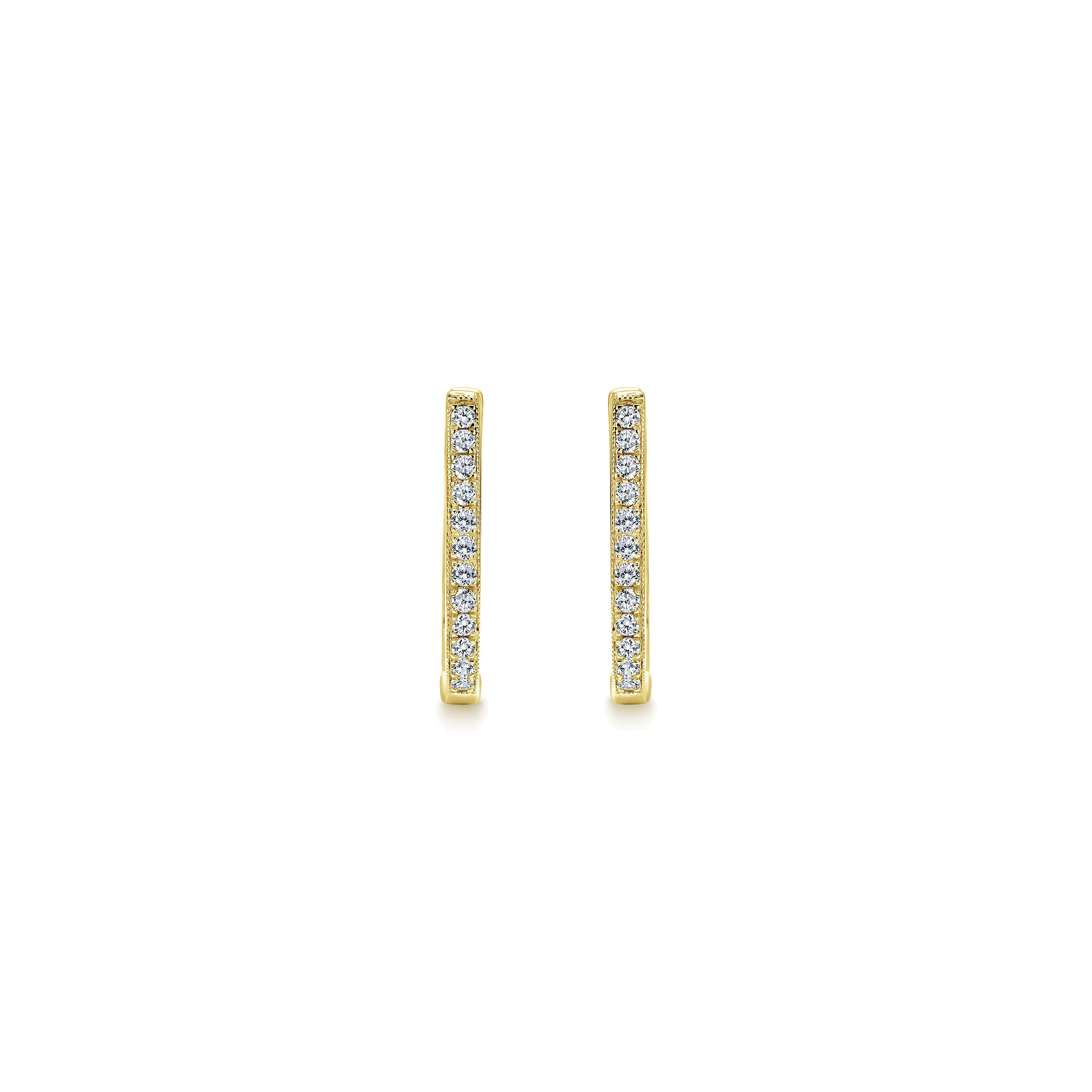 14K Yellow Gold 20mm Slim Pavé Diamond Huggie Earrings