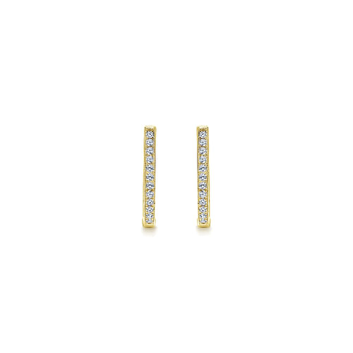 14K Yellow Gold 20mm Slim Pavé Diamond Huggie Earrings