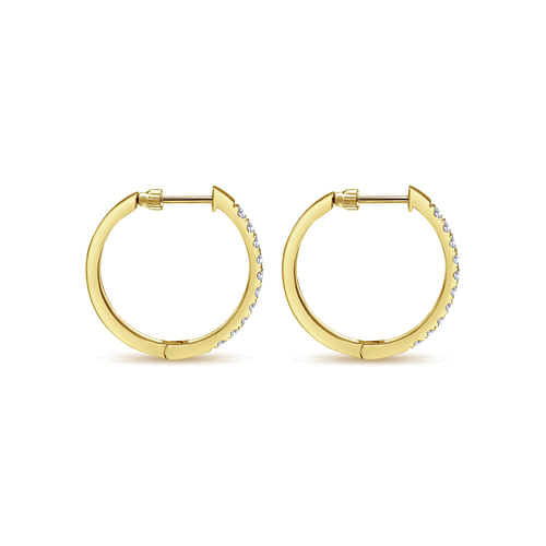 14K Yellow Gold 25mm Round Diamond Classic Hoop Earrings