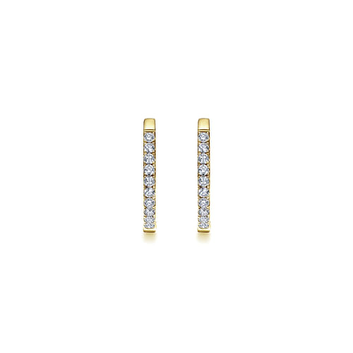 14K Yellow Gold 25mm Round Diamond Classic Hoop Earrings