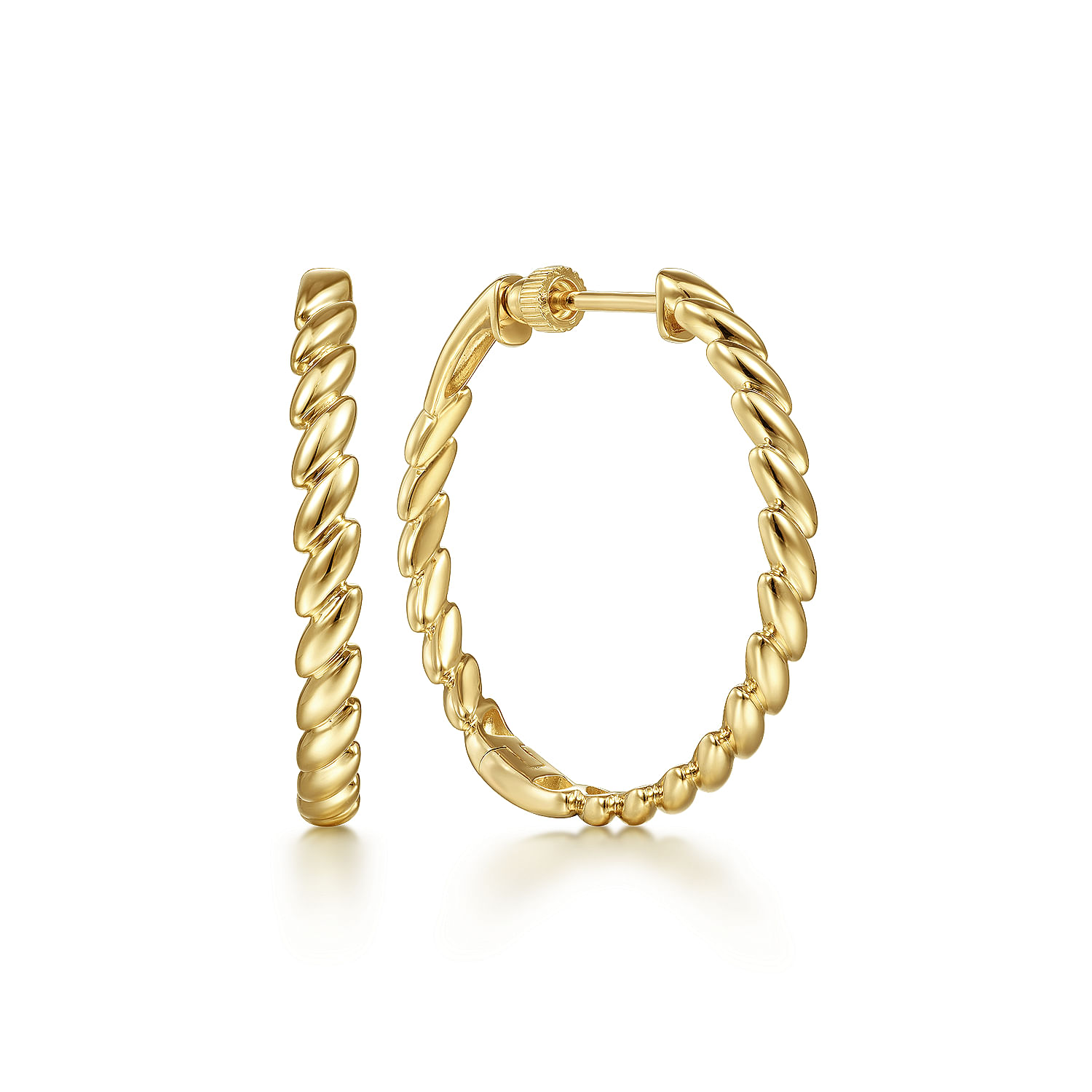 14K Yellow Gold 30 mm Twisted Rope Classic Hoop Earrings