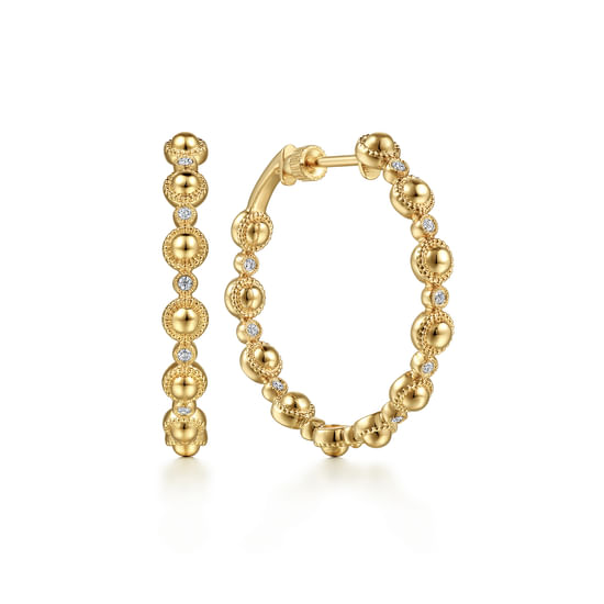 Gabriel - 14K Yellow Gold 30mm Diamond Bujukan Hoop Earrings