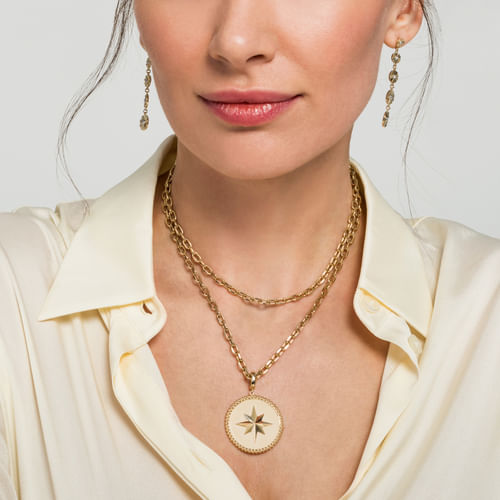 14K Yellow Gold 32mm Bujukan Round Starburst Medallion Pendant With Detachable Bail