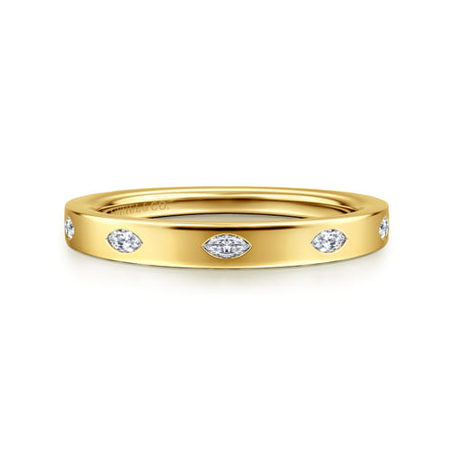 14K Yellow Gold 5 Stone Flush Set Marquise Diamond Cigar Band 14K Yellow Gold 5 Stone Flush Set Marquise Diamond Cigar Band