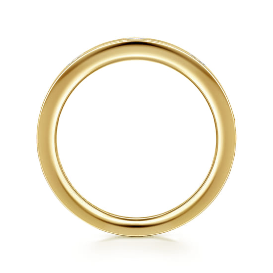 14K Yellow Gold 5 Stone Flush Set Marquise Diamond Cigar Band angle 2