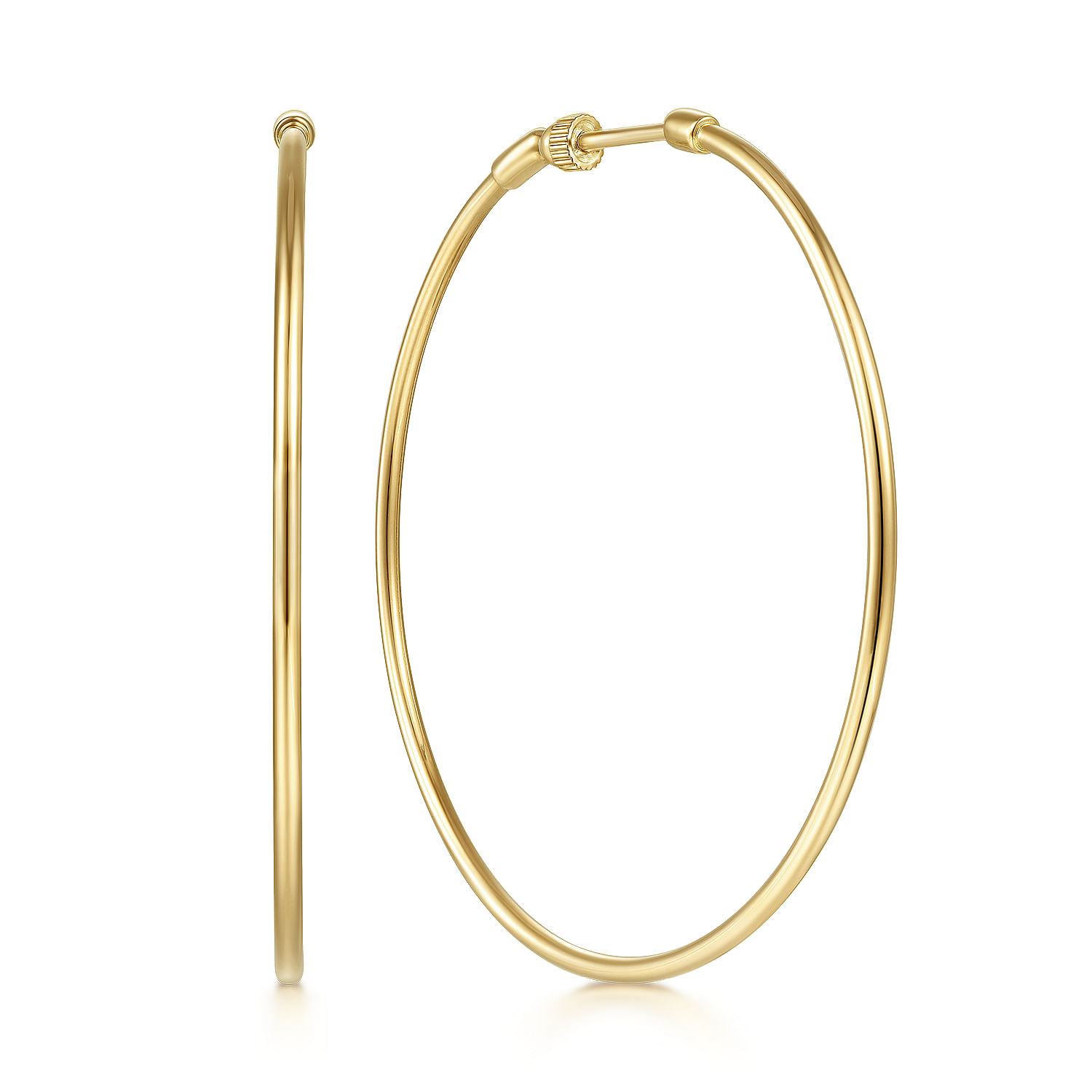 14K Yellow Gold 50mm Round Classic Hoop Earrings