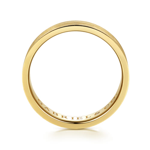14K Yellow Gold 5mm - Men's Wedding Band in Horizontal Brush Finish 14K Yellow Gold 5mm - Men's Wedding Band in Horizontal Brush Finish