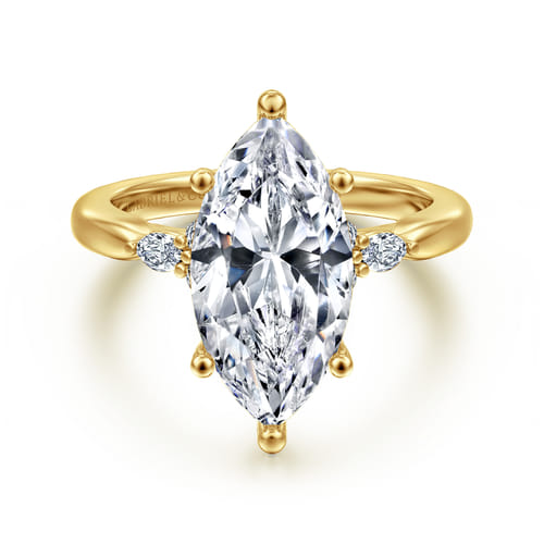 14K Yellow Gold 6 Prong Marquise Shape Diamond Engagement Ring