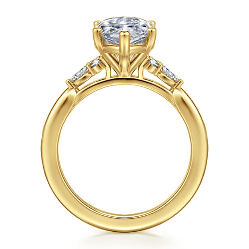 14K Yellow Gold 6 Prong Marquise Shape Diamond Engagement Ring