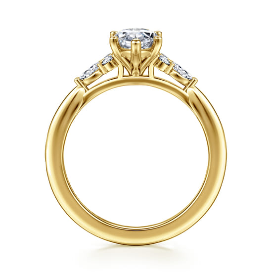 14K Yellow Gold 6 Prong Marquise Shape Diamond Engagement Ring angle 2