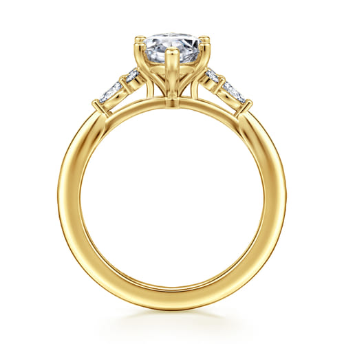 14K Yellow Gold 6 Prong Marquise Shape Diamond Engagement Ring