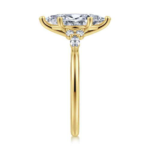 14K Yellow Gold 6 Prong Marquise Shape Diamond Engagement Ring