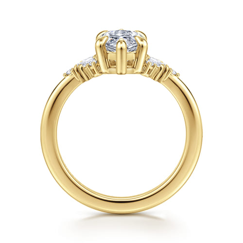 14K Yellow Gold 6 Prong Marquise Shape Diamond Engagement Ring