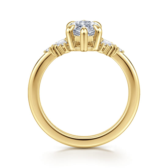 14K Yellow Gold 6 Prong Marquise Shape Diamond Engagement Ring angle 2