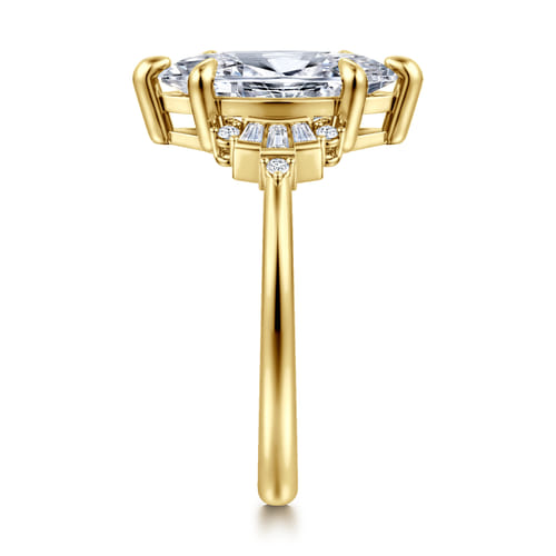 14K Yellow Gold 6 Prong Marquise Shape Diamond Engagement Ring