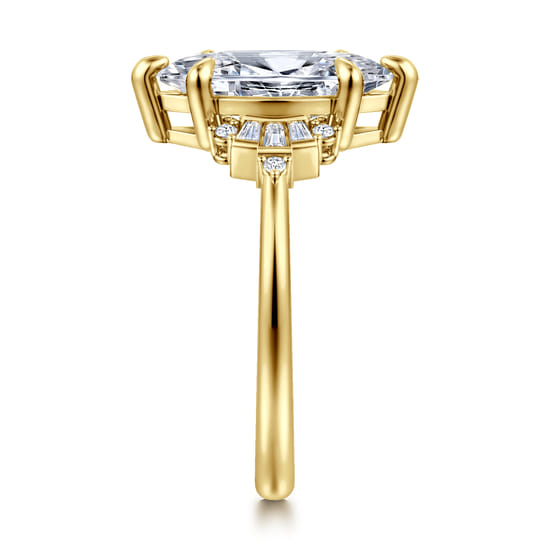 14K Yellow Gold 6 Prong Marquise Shape Diamond Engagement Ring angle 5