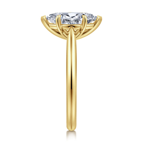14K Yellow Gold 6 Prong Marquise Shape Solitaire Diamond Engagement Ring