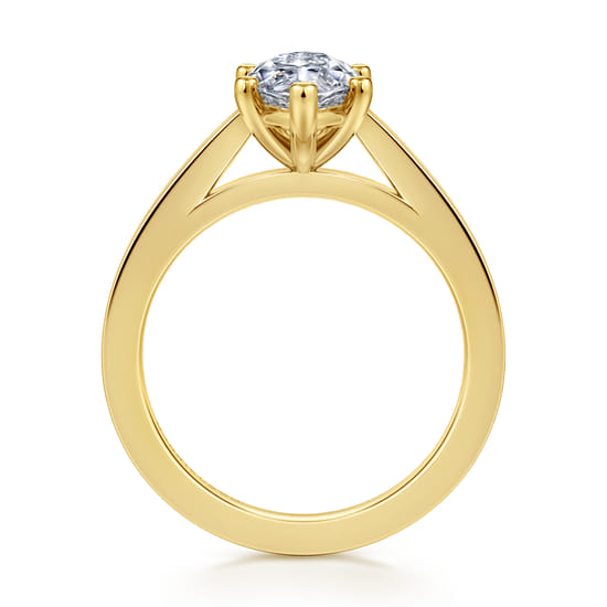 14K Yellow Gold 6 Prong Marquise Shape Solitaire Diamond Engagement Ring angle 2