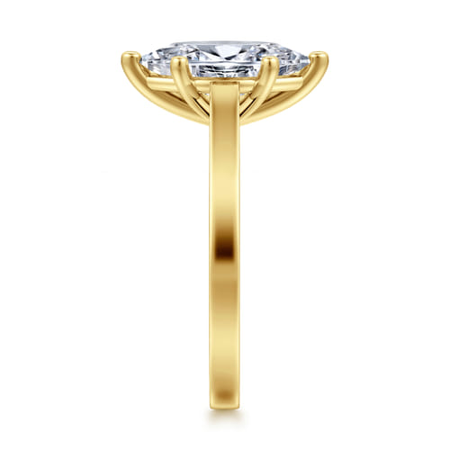 14K Yellow Gold 6 Prong Marquise Shape Solitaire Diamond Engagement Ring