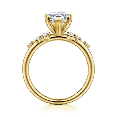 14K Yellow Gold 6 Prong Pear Shape Diamond Engagement Ring