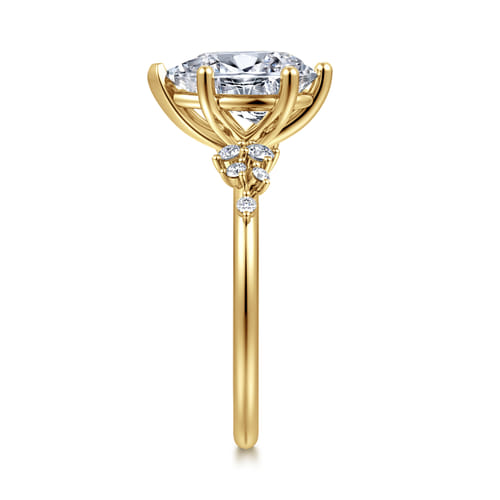 14K Yellow Gold 6 Prong Pear Shape Diamond Engagement Ring