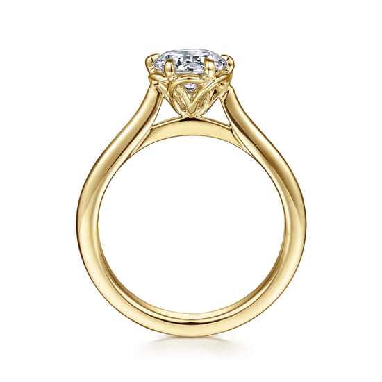 14K Yellow Gold 6 Prong Round Diamond Engagement Ring angle 2