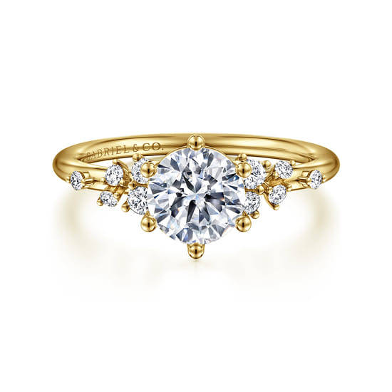 14K Yellow Gold 6 Prong Round Diamond Engagement Ring