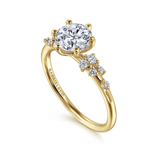 14K Yellow Gold 6 Prong Round Diamond Engagement Ring