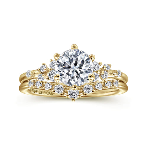 14K Yellow Gold 6 Prong Round Diamond Engagement Ring
