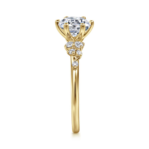 14K Yellow Gold 6 Prong Round Diamond Engagement Ring