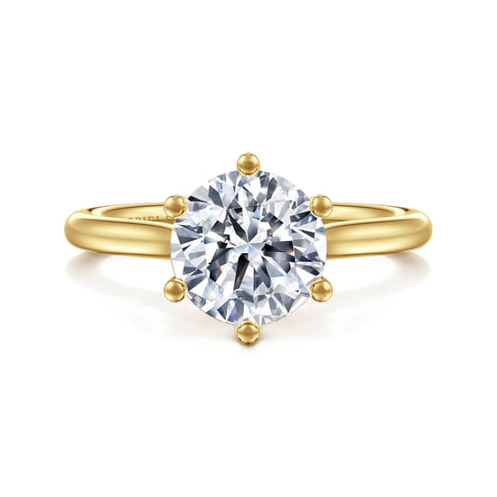 Gabriel - 14K Yellow Gold 6 Prong Round Solitaire Diamond Engagement Ring Gabriel - 14K Yellow Gold 6 Prong Round Solitaire Diamond Engagement Ring