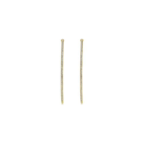 14K Yellow Gold 60mm Round Inside Out Diamond Hoop Earrings