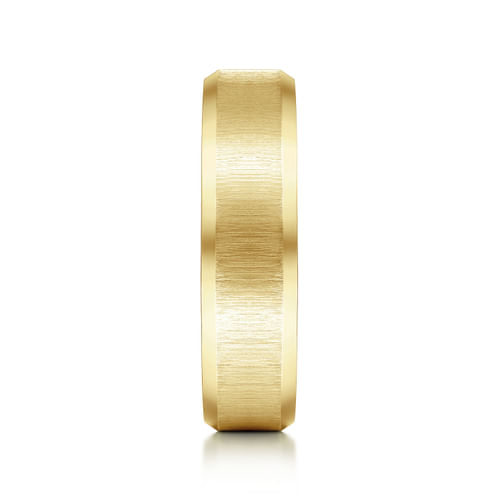 14K Yellow Gold 6mm - Beveled Edge Satin Finish Men's Wedding Band